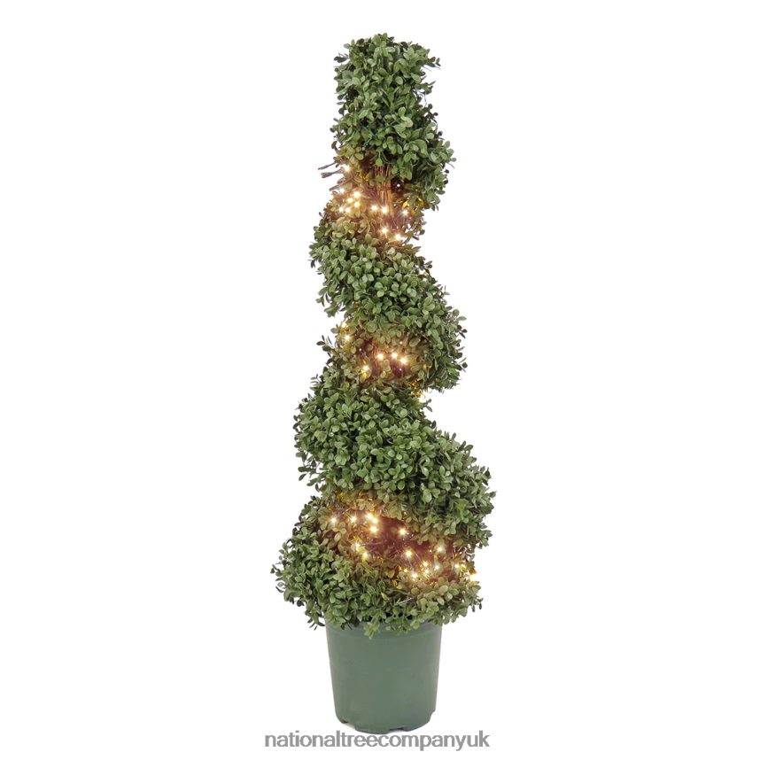 Trees | National Tree Company Pre-Lit Artificial Christmas Topiary Boxwood Spiral with Warm White LED Lights Battery Powered 44 in F2L4F193